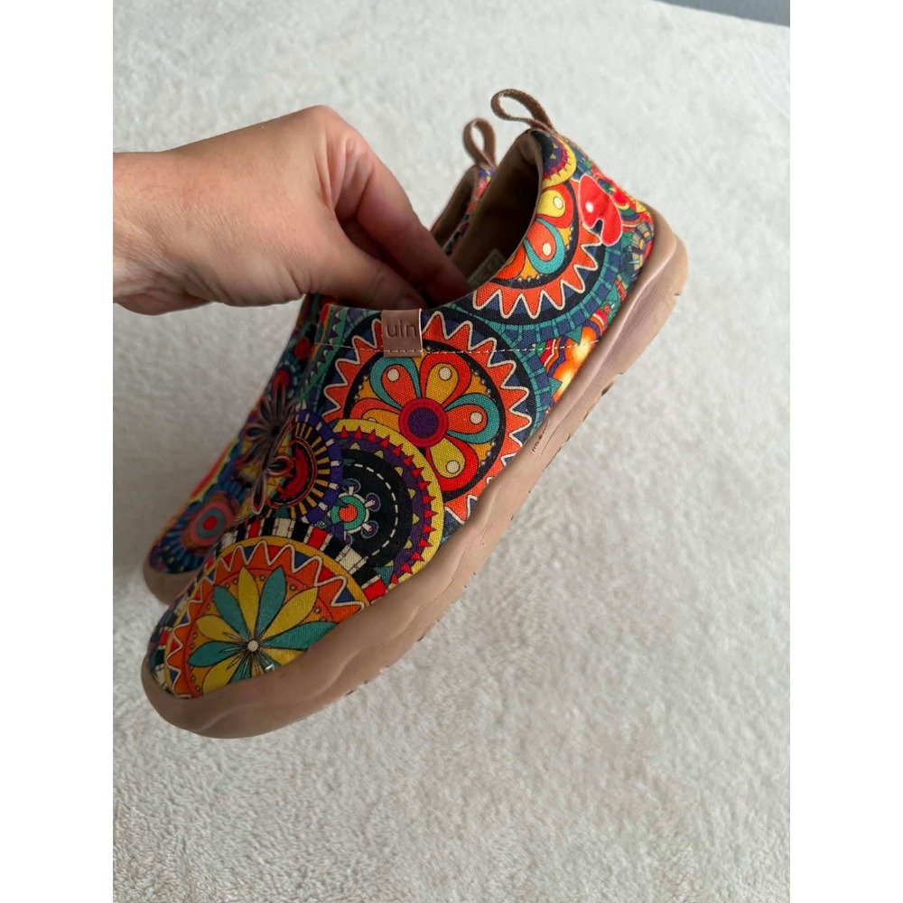 UIN Womens 7.5 Multicolor Slip On Loafers Mandala Art Travel Shoes 82012078W